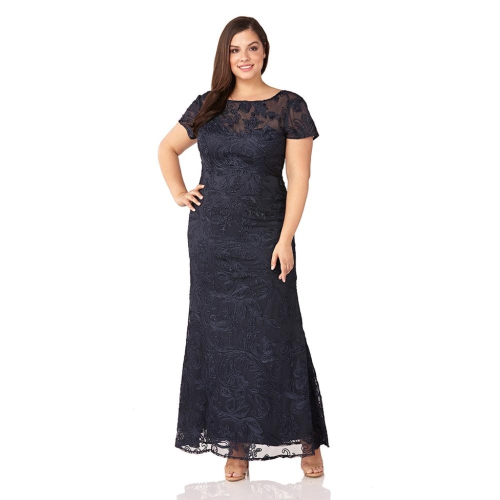NWT JS Collections Floral Embroidered A-Line Gown - size 18W